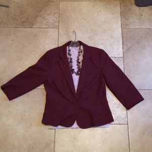 LOFT Burgundy single button blazer